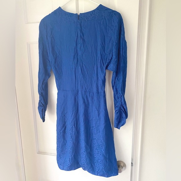 Parker Cobalt Blue Leopard Print Wrap Dress - Picture 2 of 7